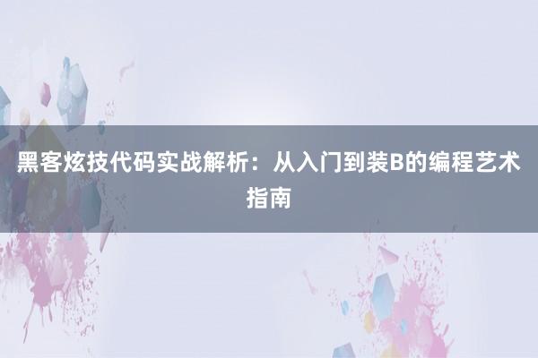 黑客炫技代码实战解析：从入门到装B的编程艺术指南
